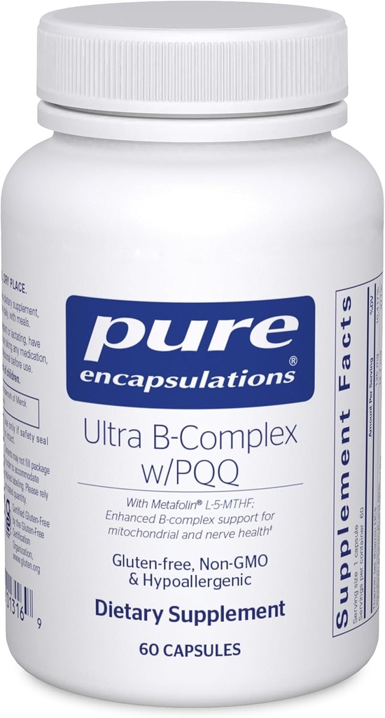 Encapsulations pures Ultra B-Complexe avec supplément de vitamine B pour soutenir la santé des nerfs, des cellules, de la méthylation et des mitochondriaux*