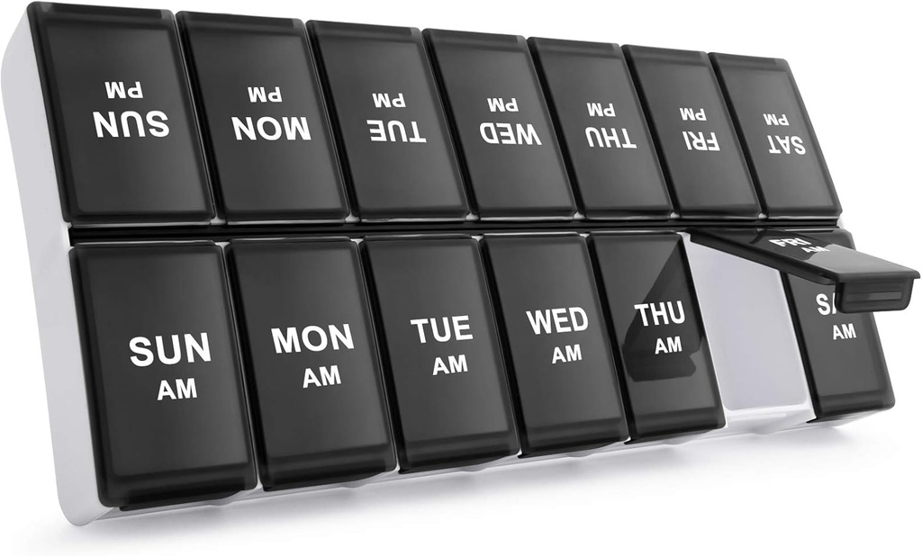 Sukuos Weekly Pill Organizer 2 fois par jour, 7 jours Pill Box AM PM Grand quotidien Pill Case Vitamine Organizer Pill Container pour les vitamines, huiles de poisson, suppléments