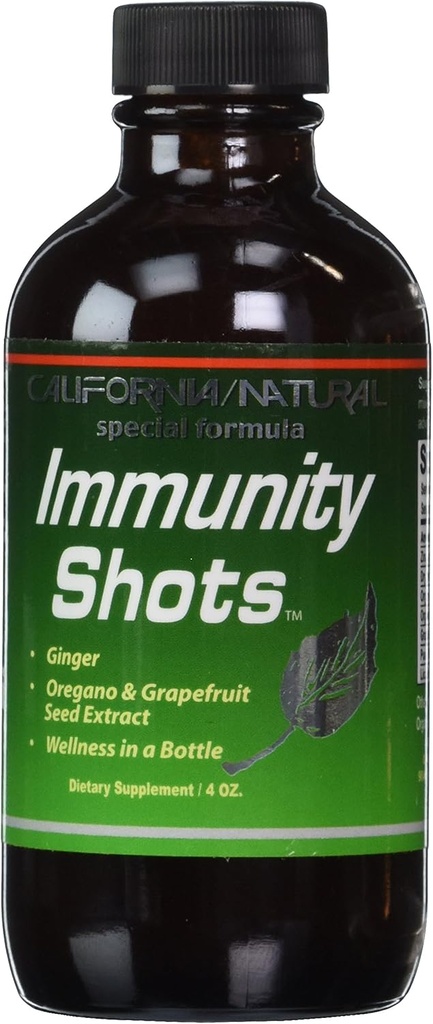 California Natural Immunity Shots Zinc de bouteille de 4oz, racine de gingembre biologique, huile d'origan - Potent & Pure Immune System Booster - Immune System Support (Pack of 1)