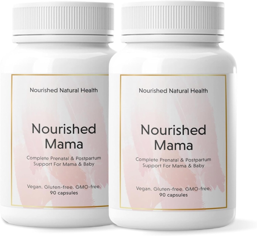 Mama nourrie Multivitamine prénatale - Multivitamine végane pour préconception, grossesse, postpartum et soutien à l'allaitement - Sans fer avec folate méthylé et haute dose Choline - 180 capsules