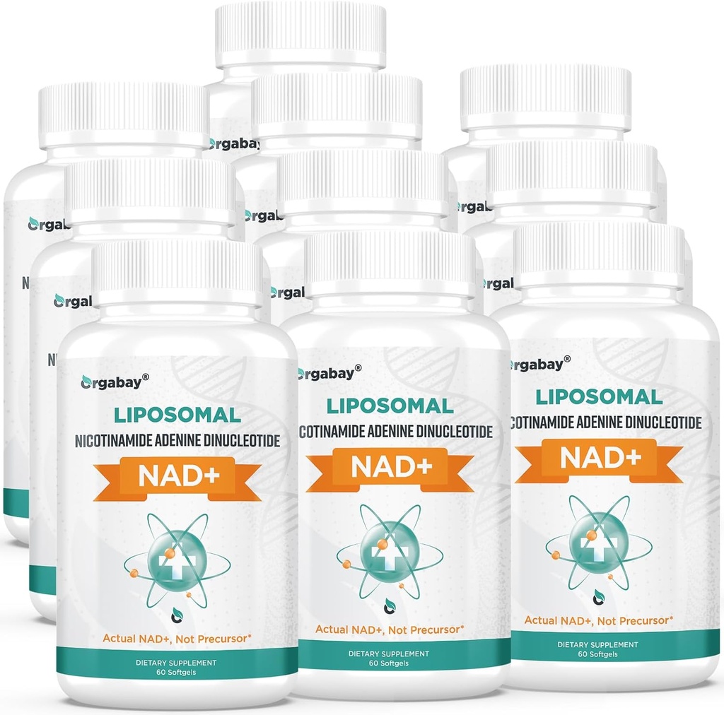 Orgabay NAD liposomique + Supplément 500 mg, Absorption élevée, Boost NAD+ avec TMG 250 mg, Réel NAD Plus plus plus efficace que le riboside de Nicotinamide, Soutien énergie cellulaire, Vieillissement en santé