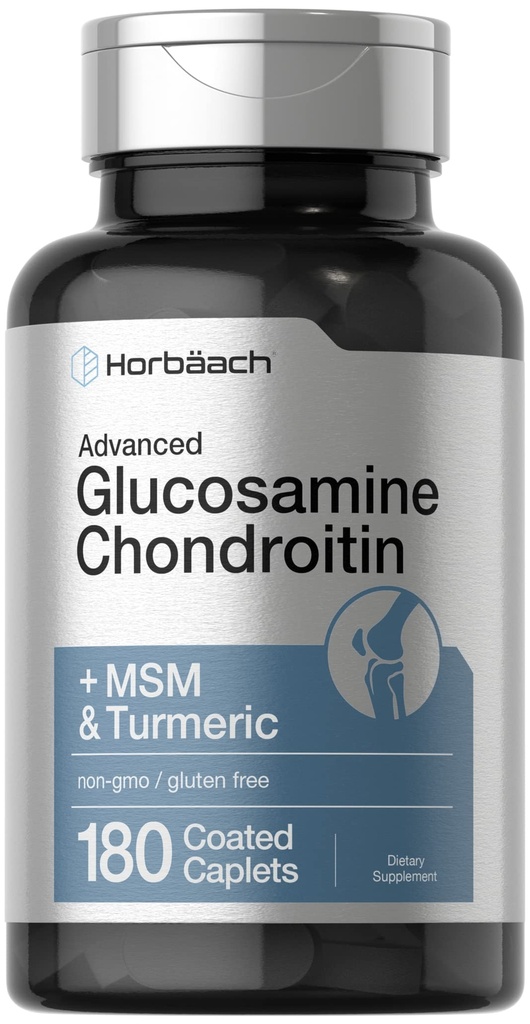 Horbäach Glucosamine Chondroïtine.Plus MSM & Turmeric. 180 Caplets enduits.