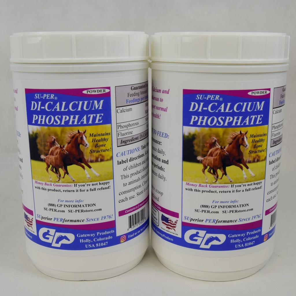 SUPER Di-Calcium Phosphate Horse Minerals - Soutien au calcium et au phosphore pour une structure osseuse saine - 4 livres, (2 paquets)