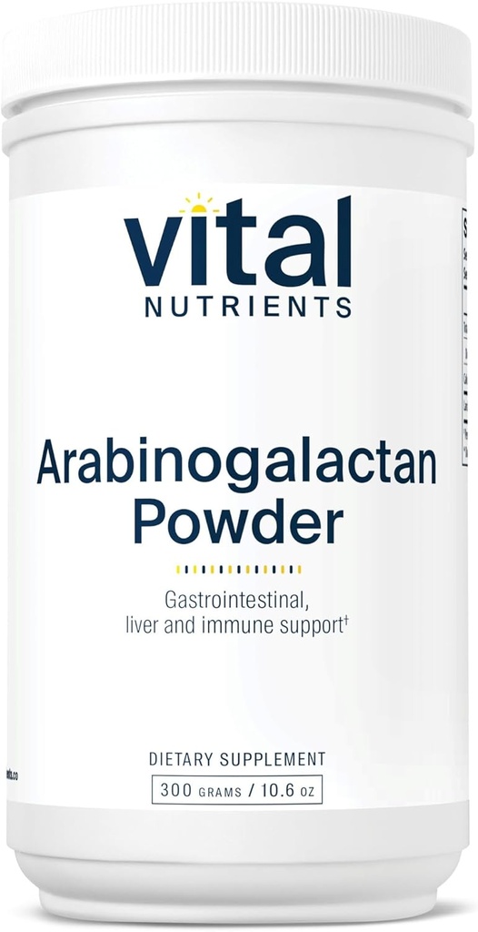 Nutriments vitaux Arabinogalactan Powder.com Supplément de fibre prébiotique végétalienne pour la santé des IG, le foie et le soutien immunitaire.