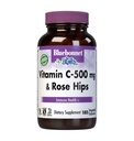 BlueBonnet Vitamine C 500 mg Plus Rosehips Capsules végétales, 180 Nombre