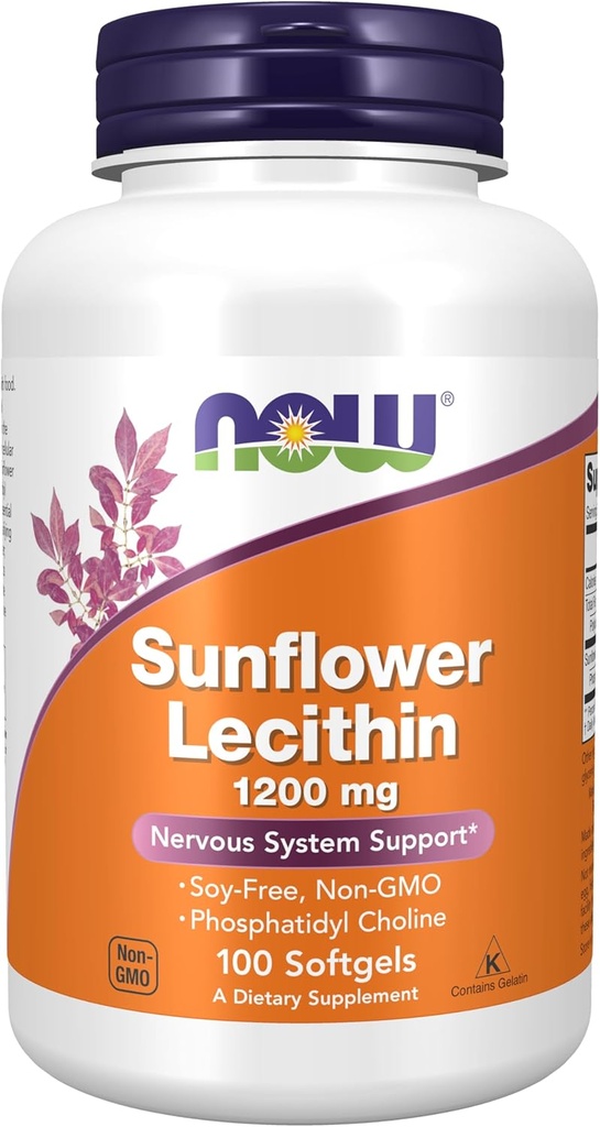 MAINTENANT ALIMENTAIRES Lécithine de tournesol 1200MG, 100 Compte