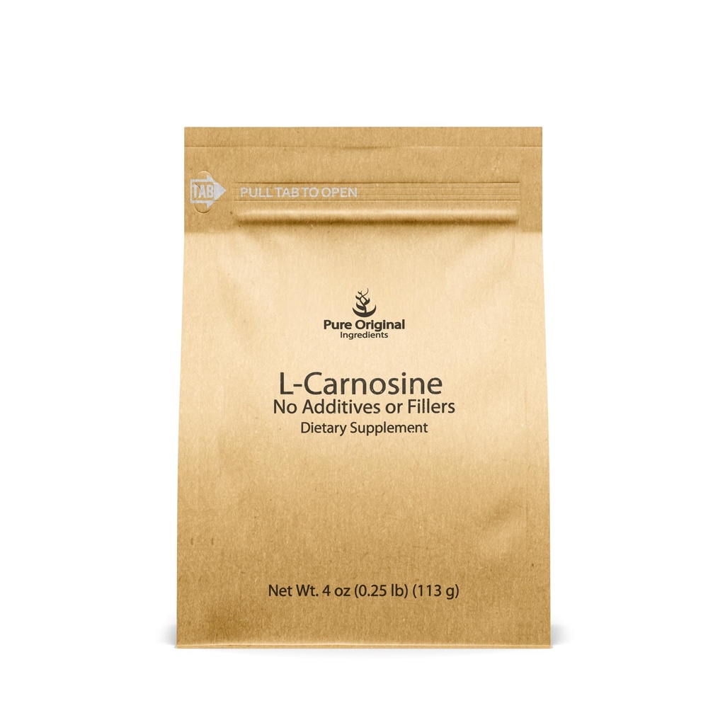PURE ORIGINAL INGRÉDIENTS L-Carnosine en poudre (4 oz), supplément alimentaire, vérifié en laboratoire, sans additifs ou charges