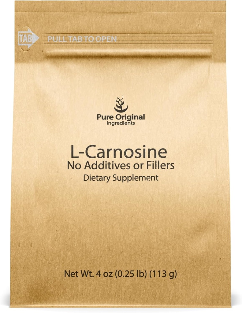 PURE ORIGINAL INGREDIENTS L-Carnosine Powder (4 oz), Dietary Supplement, Lab-Verified, No Additives or Fillers