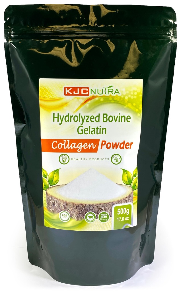 Poudre de collagène Hydrolysée 500g (17,6 oz) FED herbacée, pâturage élevé.