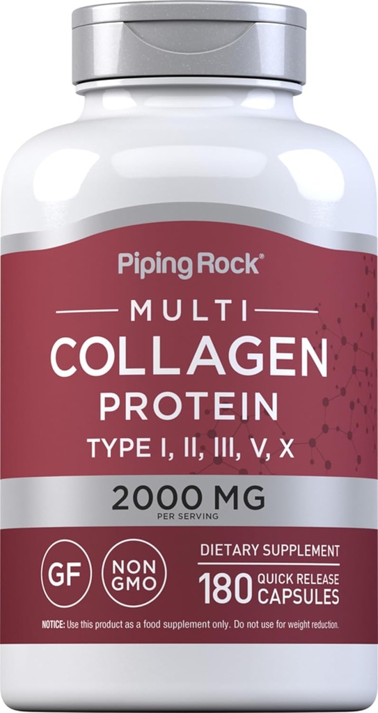 Pipping Rock Multi Collagen Protein Capsules de 180 Count.