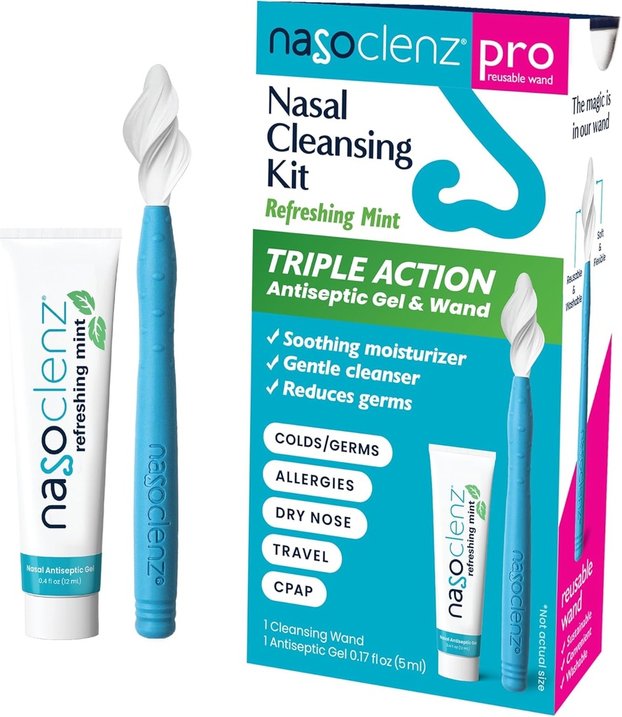 Pro: Kit de nettoyage nasal – Gel antiseptique doux et nasal, nettoyant nasal et hydratant pour le nez sec et le soulagement du sinus (Compte de la matière 1, jusqu'à 120 utilisations)