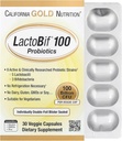 California Gold Nutrition LactoBif Probiotics, 100 Bllion CFU, 8 souches probiotiques actives et cliniquement étudiées, sans sucre, végétarienne, individuelle double feuille de plaquette scellée, 30 capsules de légumes