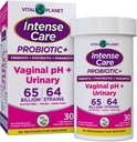 Planète vitale - Soins intenses pH vaginal et probiotiques urinaires pour les femmes plus prébiotiques organiques, postbiotiques et parabiotiques, 65 milliards d'UFC et 64 souches, santé immunitaire et digestive 30 ct