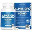 Alpha GPC Capsules Choline - 120 Comte, 600mg Servants (aide de soutien au drainage qui supporte la concentration, la mémoire, la motivation, et l'énergie (Troisième partie testée, Vegan Safe Fabriqué aux États-Unis)