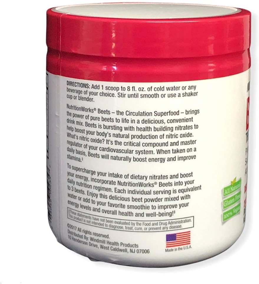 Nutrition Works Beets Superfood Powder Drink Mix pour l'énergie et l'endurance, 7.1 Oz.
