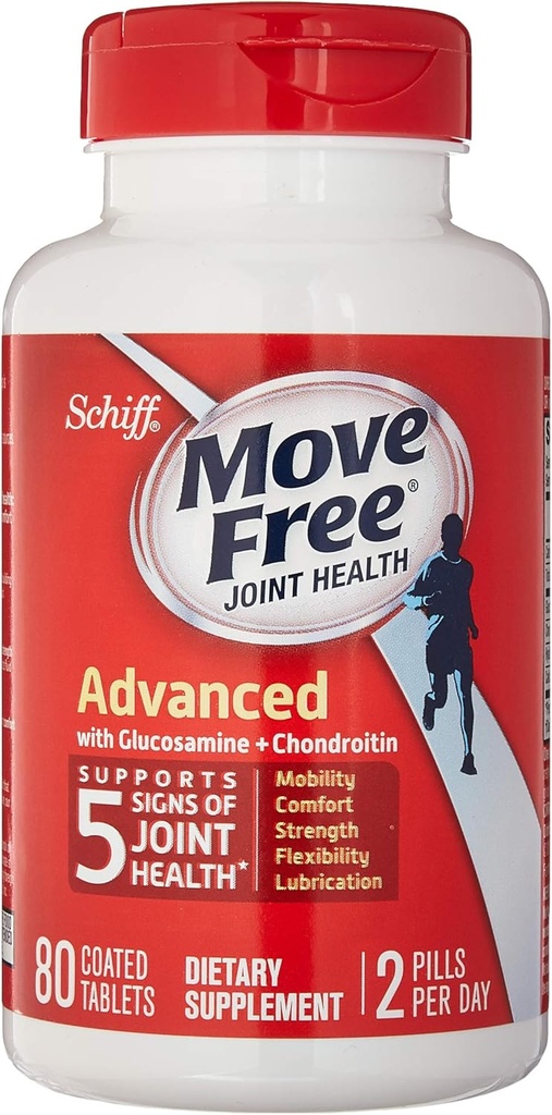 Schiff Move Free Advanced, supplément santé mixte avec la glucosamine et la chondroïtine, 80 comte