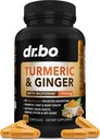 Curcumine curcumine avec supplément BioPerine et gingembre - 1950mg Tumère biologique et curcumine Pilules de poivre noir BioPerine - Supplément Turmeric et gingembre 60 Capsules