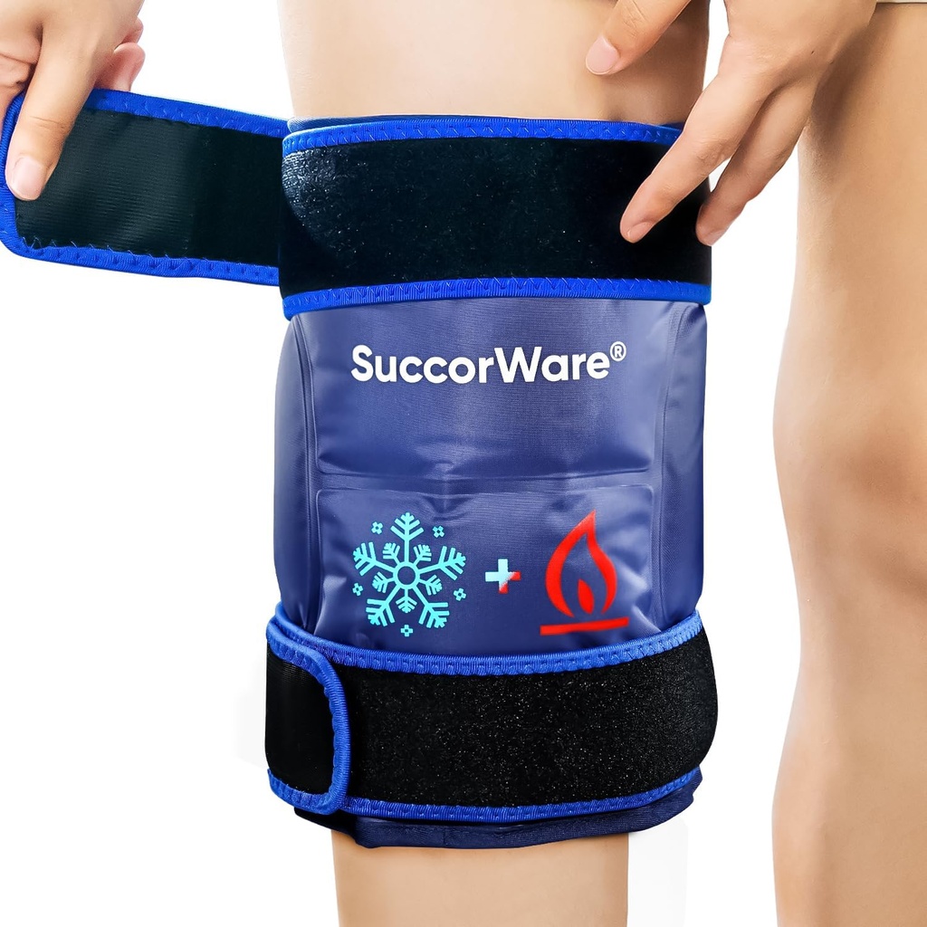 Enveloppe de glaçons à genou pour blessures réutilisables - Sacs en gel chaud et froid pour jambes, dos, épaules, bras, blessures à la peau, soulagement de la douleur, gonflement, chirurgie de remplacement du genou( Bleu marine)
