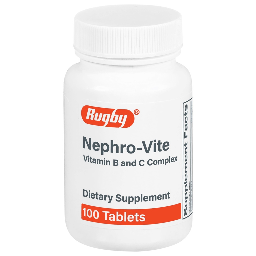 Rugby Nephro-Vite Vitamin B and C Complex Tablets - Dietary Supplement - 100 Count (1 Pack)