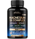 Supplément de magnésium - 5 en 1 Complexe de Glycinate de Citrate de Malate de Taurate de Oxyde - Fabriqué aux États-Unis - Stress, Muscle & Heart Support - Vegan, Natural, Non-OGM - 180 capsules, 2 mois d'approvisionnement