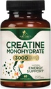 Capsules monohydratées de créatine 3000mg – Meilleure poudre de créatine micronisée - Supporte le muscle maigre, la force, l'énergie, et l'endurance - Supplément de la nature, non-OGM, sans gluten pour les femmes et les hommes - 60 Capsules