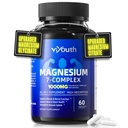 Supplément complexe Magnésium 7 avancé avec glycine Citrate Malate Taurate Orotate Aspartate, Capsules avec Zinc, Vitamine D3 & B6 pour le sommeil, Relief musculaire, 60 Capsules