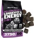 Bully Max 2-en-1 Anti-Aging Multivitamin Chews - Supplément de nourriture pour chien senior pour la vitalité, l'immunité, le soutien articulaire avec postbiotiques - Vitamines pour chien adulte pour petites et grandes races - 75 Chews doux savoureux