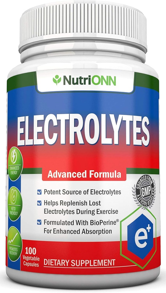 Electrolytes - 100 Natural Electrolyte Replacement Capsules - Premium Keto Friendly Pills - No Sugar - Great for Hydration, Renewal & Revitalizing - Trace Minerals Potassium, Magnesium, Sodium Salts