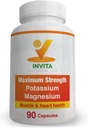 Invita Potassium Supplément de magnésium (90 capsules) Complexe de magnésium de potassium à haute absorption avec aspartate et chlorure - Soutient la santé cardiovasculaire, musculaire et nerveuse - Non OGM et sans gluten