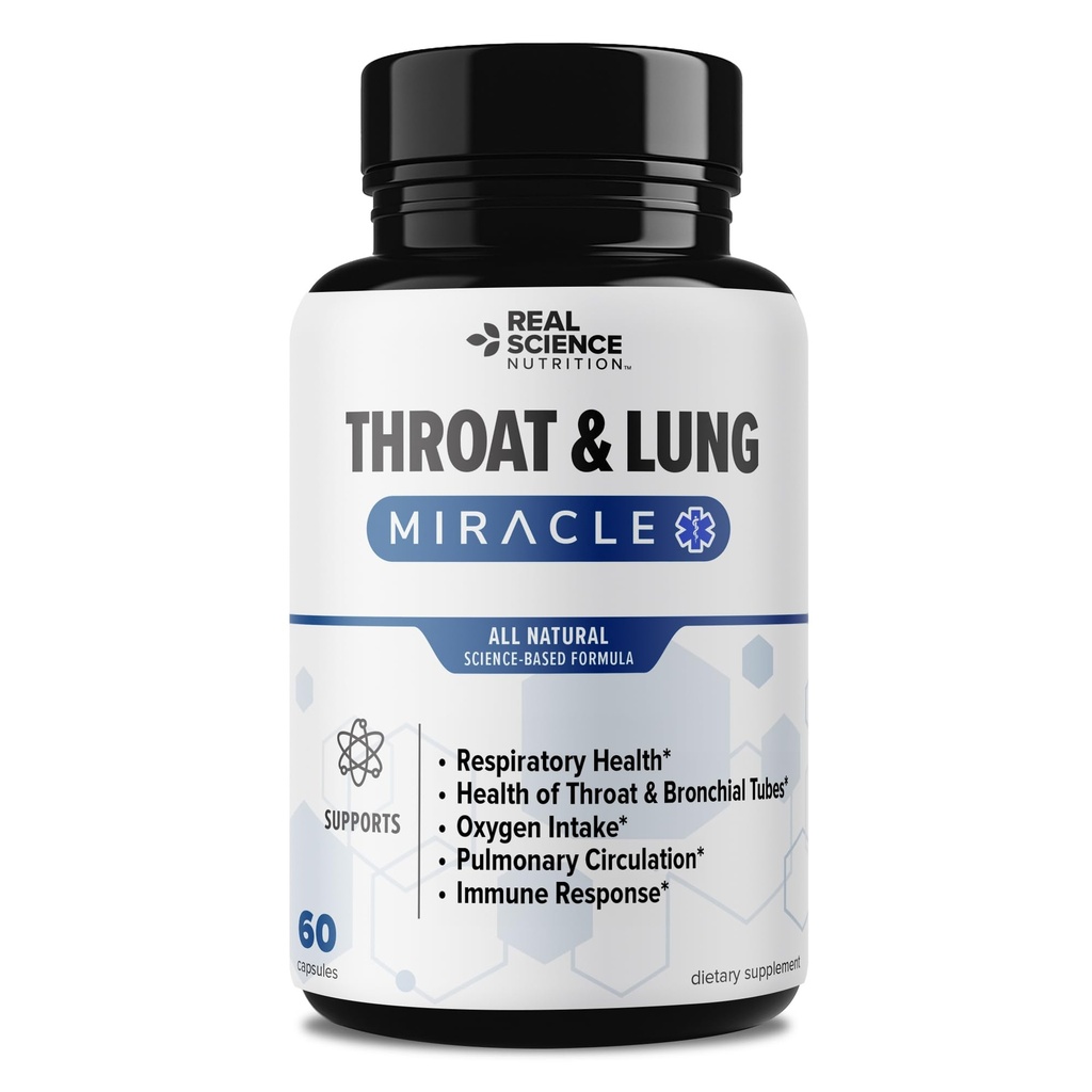 Gorge de Science Réelle & Capsules de désintoxication pulmonaire pour effacer le mucus, la gorge douloureuse et le soutien respiratoire – Supplément de soutien pulmonaire avec Vinitrox, GABA, Vitamine C & D pour le soulagement respiratoire et de la toux à long terme, 60 capsules