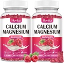 Calcium Magnésium Zinc Gommies-Calcium Magnésium 2:1 Rapport avec la vitamine D3, K2, B6, B12 pour la force osseuse, la fonction musculaire et la santé nerveuse, formule d'absorption supplémentaire, végétalien, parfum de framboise 120 Gommies