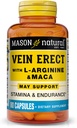 MASON NATURAL Vein Erect avec L-Arginine et Maca - Soutient la santé sexuelle et vasculaire, Supplément pour Varicose Veins et Spider Veins, 80 Capsules