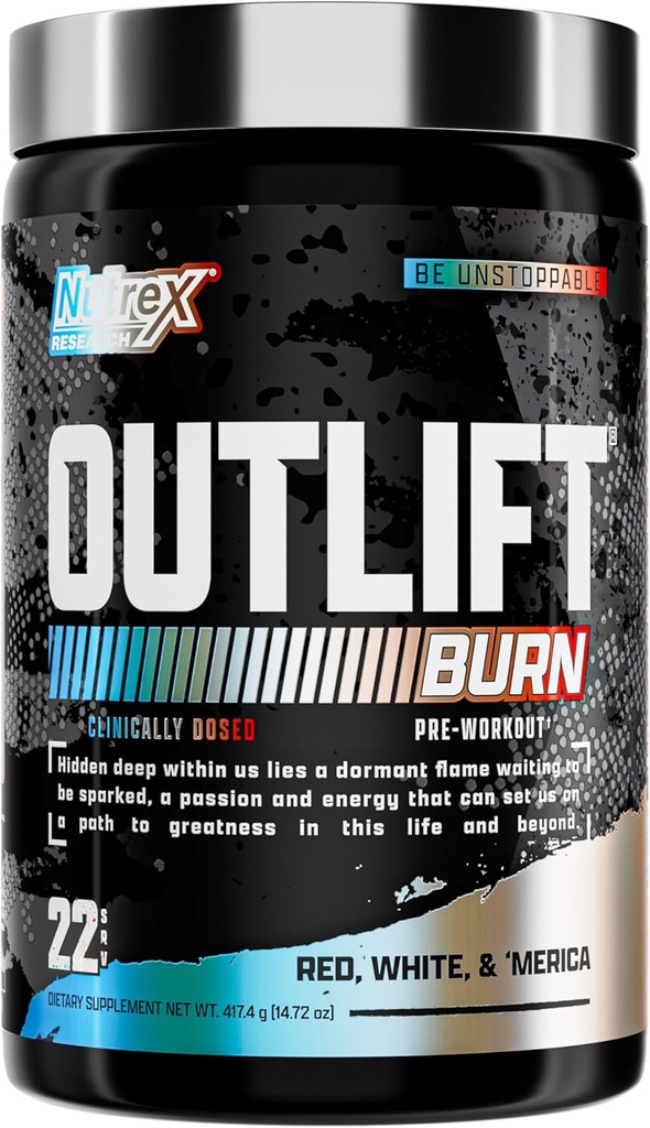 Nutrex Outlift Burn Pre-Workout Supplément pour l'énergie, Focus & Endurance.Metabolyte, L-Citrulline, Beta-Alanine & Caféine.