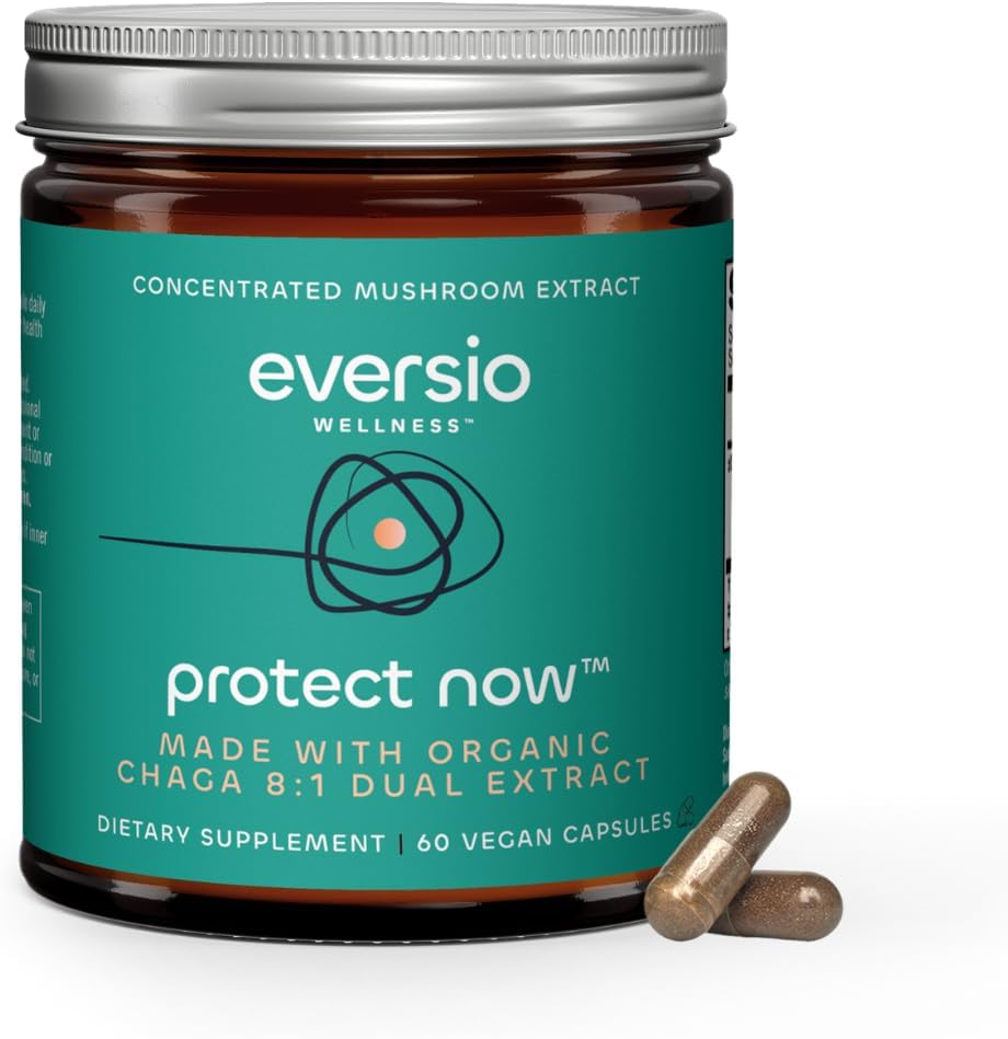 Protect Now Organic Chaga Mushroom Supplement - 8:1 Dual Extract in 60 Vegan Capsules (450mg) 60 Servings – Organic Wild-Harvested Chaga