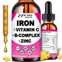 Supplément en fer pour femmes hommes et enfants, vitamine de fer C, A, complexe B, gouttes de fer végétalien Vitamine liquide haute puissance et suppléments en fer pour l'anémie, globule rouge, énergie, fabricant de sang, doux