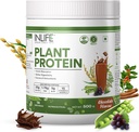 INLIFE Poudre de protéines végétales - Pois, quinoa et riz brun - 25g Protéines - Ashwagandha, extrait de thé vert et de graines de raisin - Supplément (500 g, chocolat)