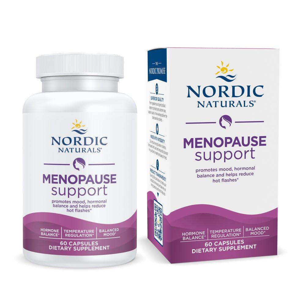 Nordic Naturals Menopause Support -Unflavored - 60 Capsules - Women’s Hormone-Support Supplement for Menopause, Mood Balance & Hot-Flash Support - Plant-Based Herbs and Phytoestrogens - 30 Servings