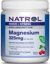 Natrol Magnésium 325 mg, Magnésium à haute absorption Glycinate de magnésium et mélange de carbonate pour aider à calmer l'esprit et à détendre le corps, 16,8 OZ de poudre aromatisée de cerise, jusqu'à 90 jours d'approvisionnement