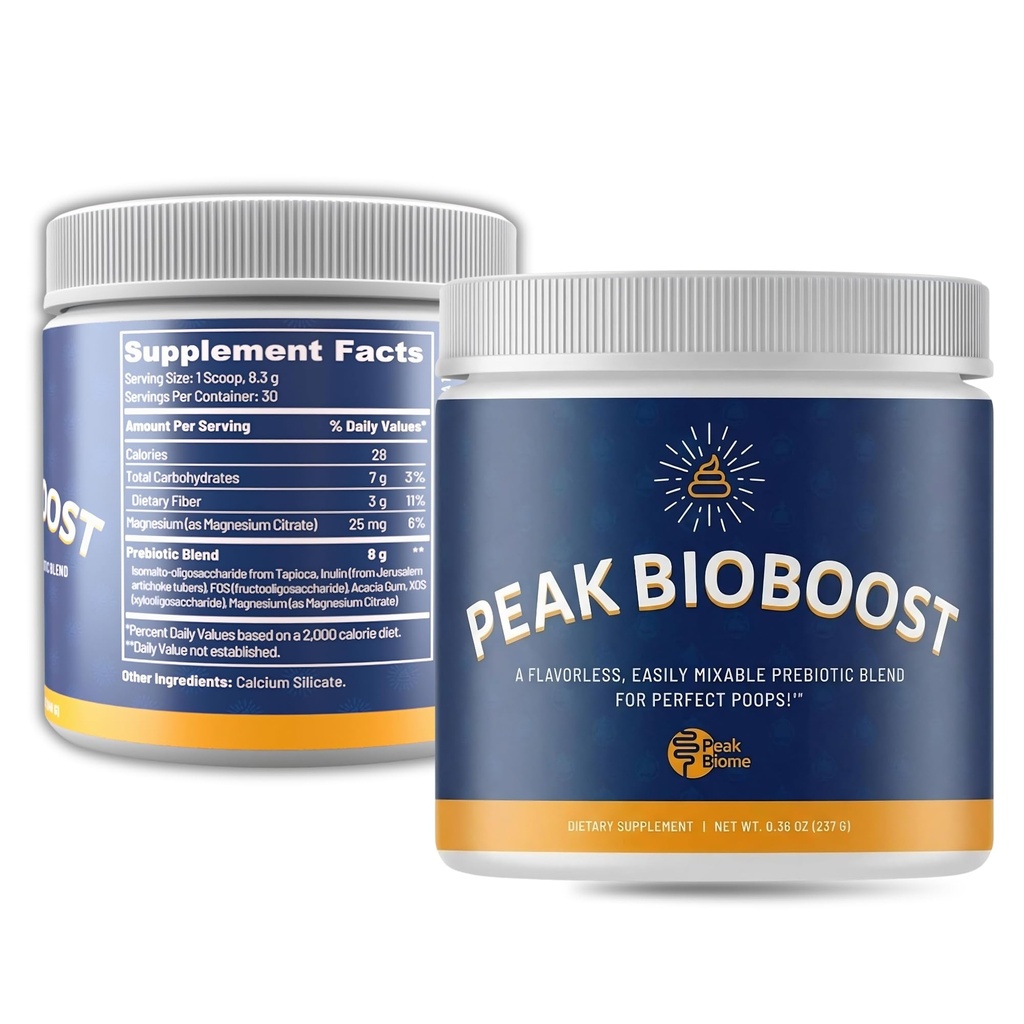Peak BioBoost - Supplément de fibre prébiotique - Suppléments nutritionnels digestifs sans saveur - Poudre prébiotique facile à dissoudre - Pas de gluten, de soja ou de laiterie - 1 mois d'approvisionnement - 30 portions