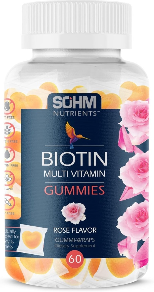 Gommies de biotine SOHM, Gommies de biotine pour cheveux, peau et ongles sains - Gommies multivitamines pour adultes,Suppléments pour hommes,Femmes