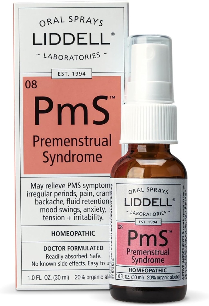 Liddell PMS - Vaporisateur oral homéopathique naturel - Peut aider avec les problèmes associés à la période disconfort musculaire, les éboulements d'humeur et le désagrément du dos - 1,0 fl. Oz