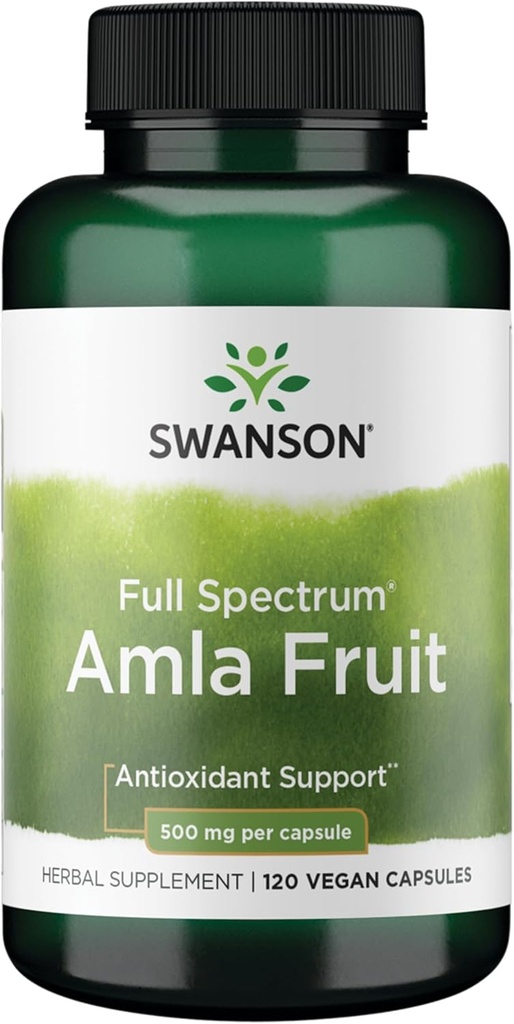 Swanson Full Spectrum Amla Fruit (Indian Gooseberry) Ayurvedic Energy Vitality Antioxidant 500 Milligrams 120 Capsules