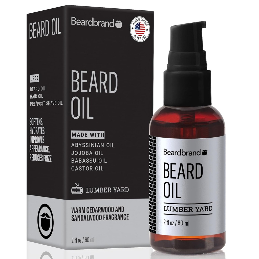 Beardbrand Beard Oil pour les hommes avec Jojoba & Vitamine E – Adoucit Stubble, Conditions Peau et favorise la croissance du bétail