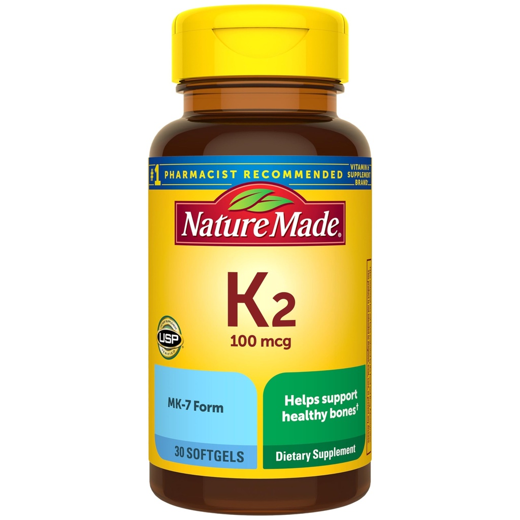 Nature faite vitamine K2 100 mcg, suppléments os sains, supplément vitamine K2, 30 softgels, 30 jours d'approvisionnement
