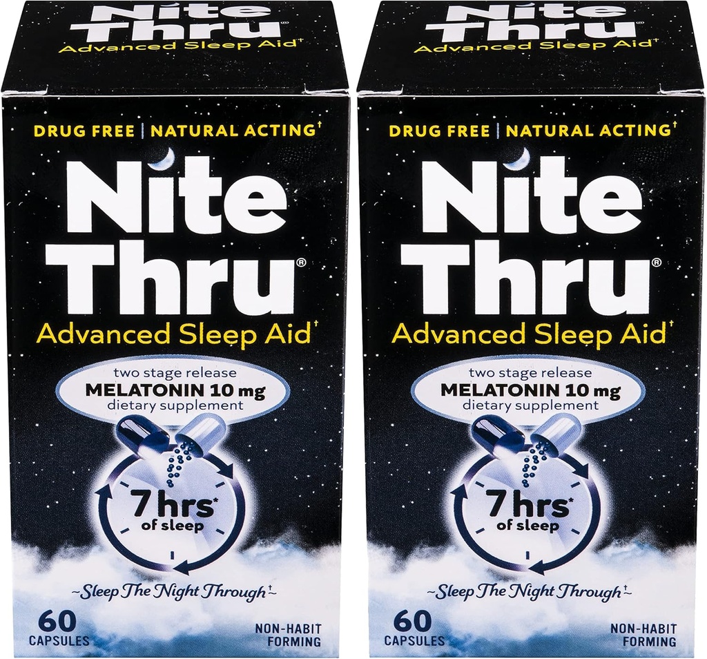 Supplément diététique avancé d'aide au sommeil Mélatonine, 10mg Capsules, 60 Nombre (paquet de 2)