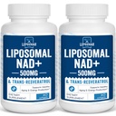 Liposomique NAD+ 500 mg + Trans-Resvératrol 300 mg, Absorption supérieure, Supplément NAD véritable efficace que NMN, Riboside du nicotinamide pour l'énergie cellulaire Métabolisme et réparation de l'ADN, Vieillissement en santé,120 Softgels