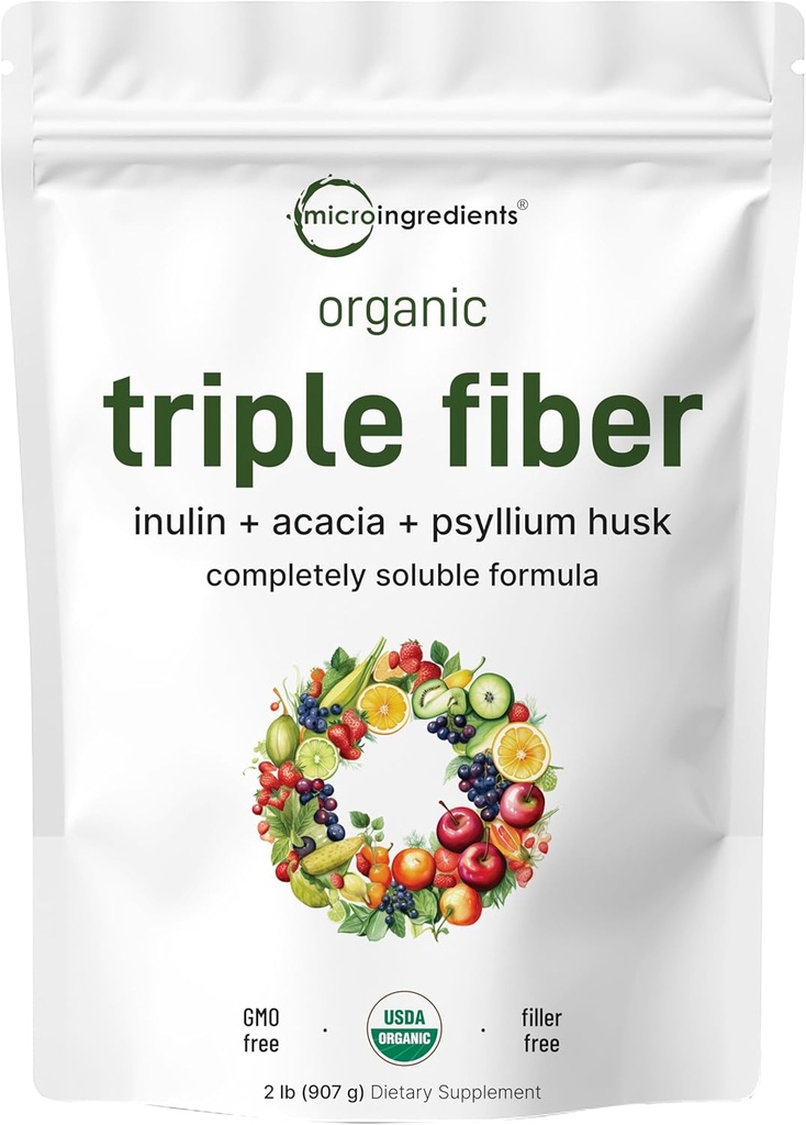 Micro-ingrédients Bio triple poudre de fibre, 2lb.. Prébiotique naturel pour soutenir la santé digestive et gustative. Soluble, facilement digestible.