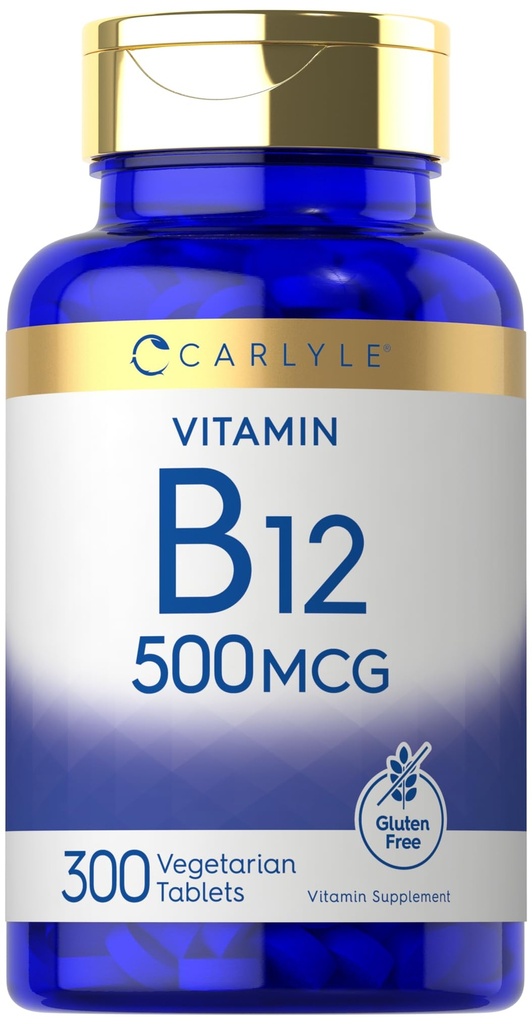 Carlyle Vitamine B-12 500mcg (300 comprimés) Végétarien, Non-OGM, Supplément sans gluten