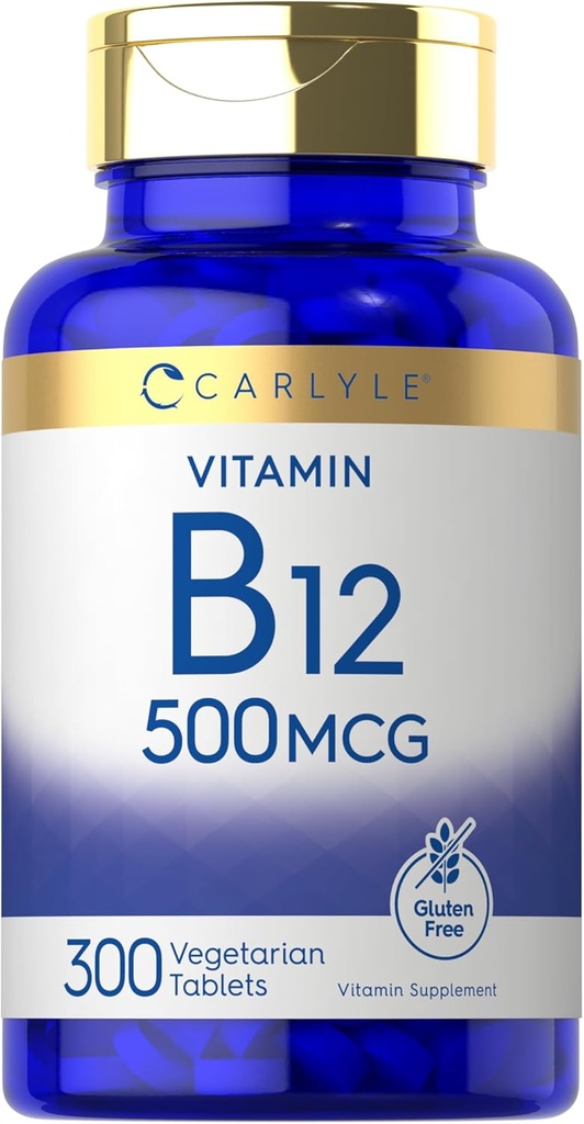Carlyle Vitamine B-12 500mcg (300 comprimés) Végétarien, Non-OGM, Supplément sans gluten